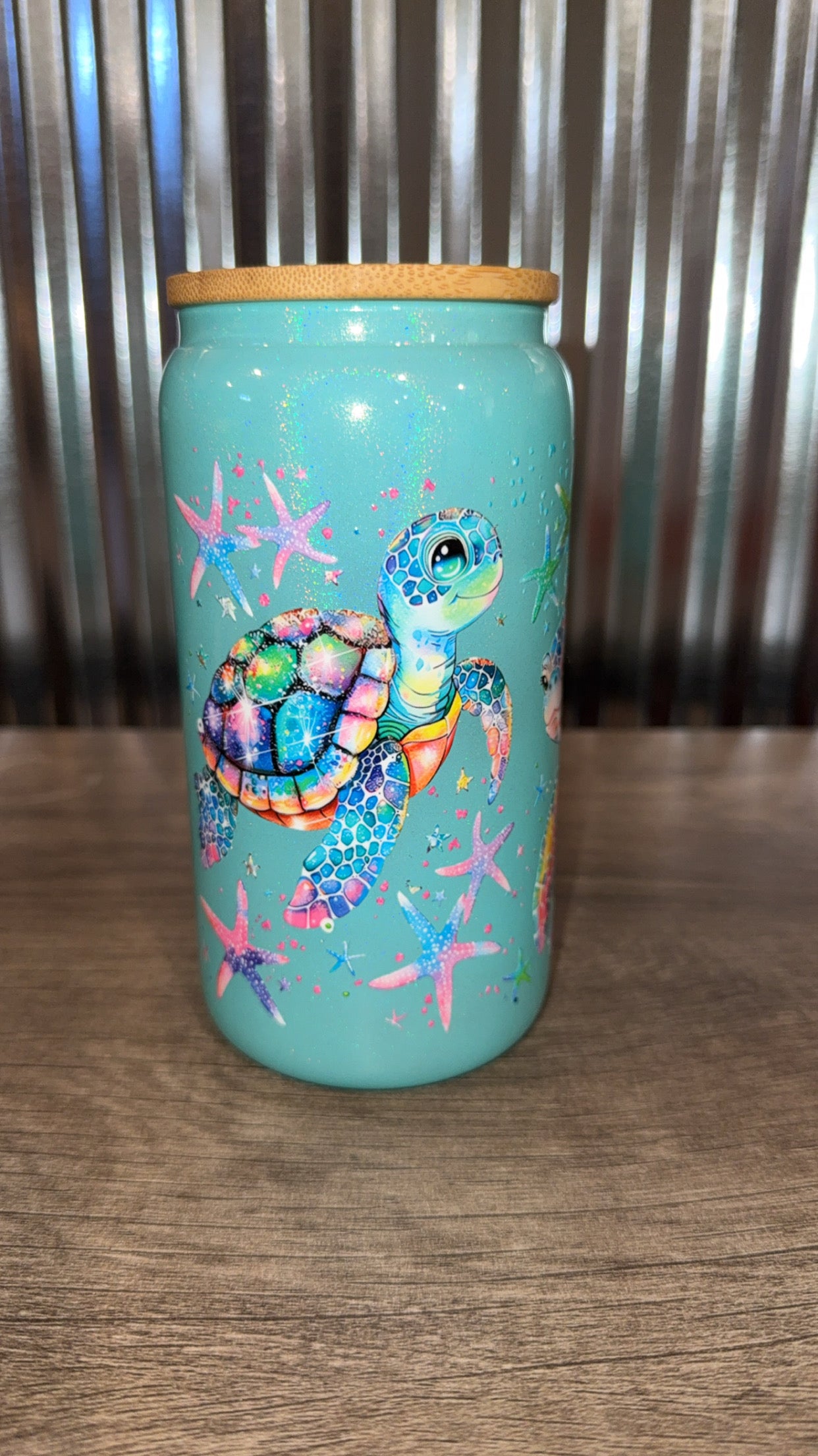 16oz shimmery Glass