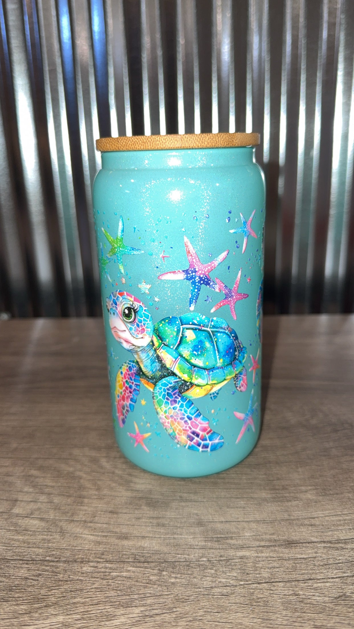 16oz shimmery Glass