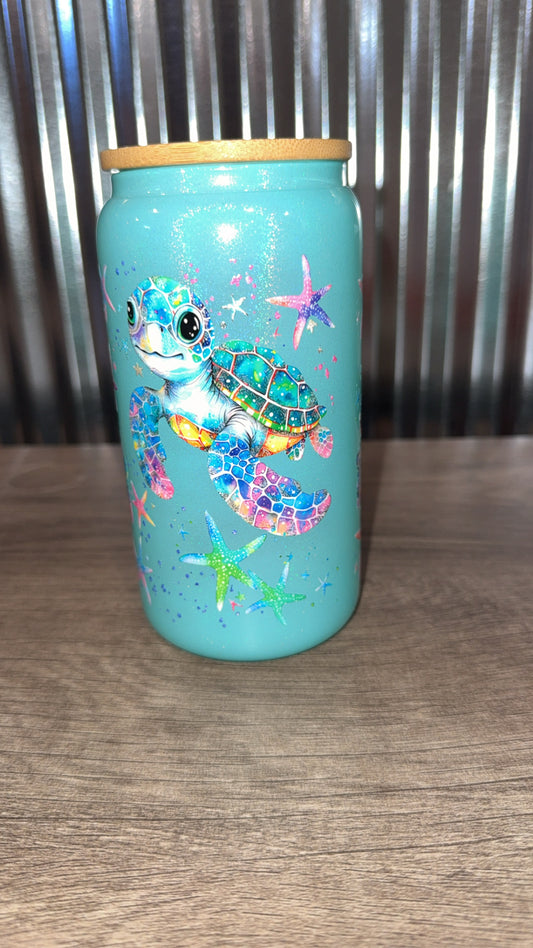 16oz shimmery Glass