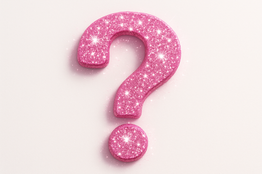 glittery pink "?"